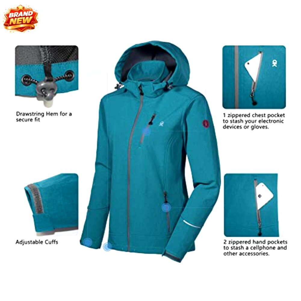 Women's Softshell Ski Jacket with Removable Hood,… - image 4